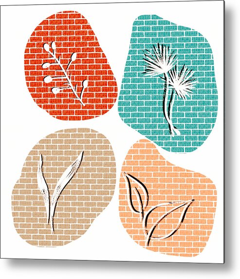 Botanical Metal Print featuring the digital art Botanical Foursome by Bonnie Bruno