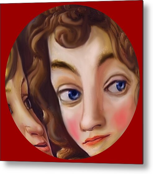 Sandro Botticelli Metal Print featuring the digital art Botticelli - Faces of children by Fabbriche Paradiso