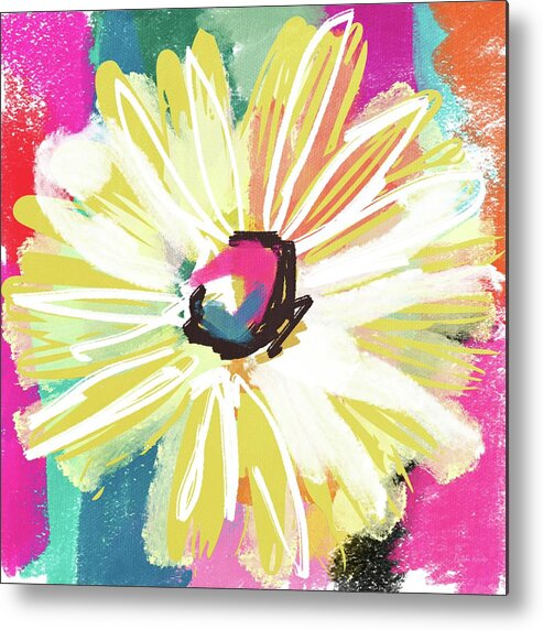 Flower Metal Print featuring the mixed media Bright Yellow Flower- Art by Linda Woods by Linda Woods
