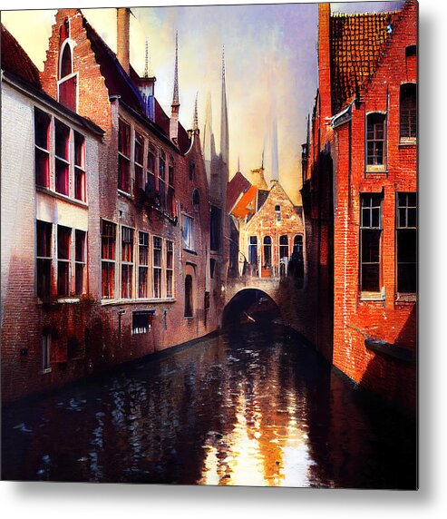 Belgium Metal Print featuring the painting Bruges, Belgium - 20 by AM FineArtPrints
