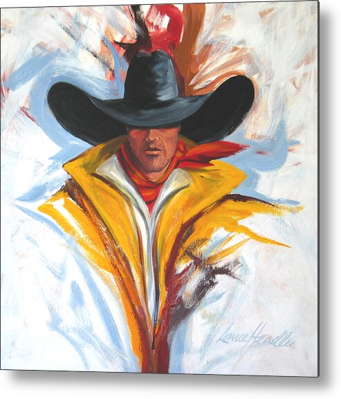 Horses Art Metal Print featuring the painting Brushstroke Cowboy by Lance Headlee