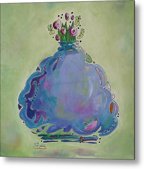 Flowers Metal Print featuring the painting Buddha Vase by Sheila Romard
