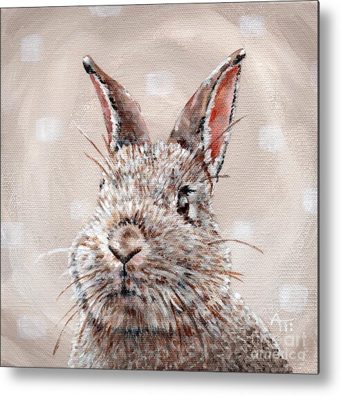 Rabbit Metal Print featuring the painting Heads - Bunny Front by Annie Troe