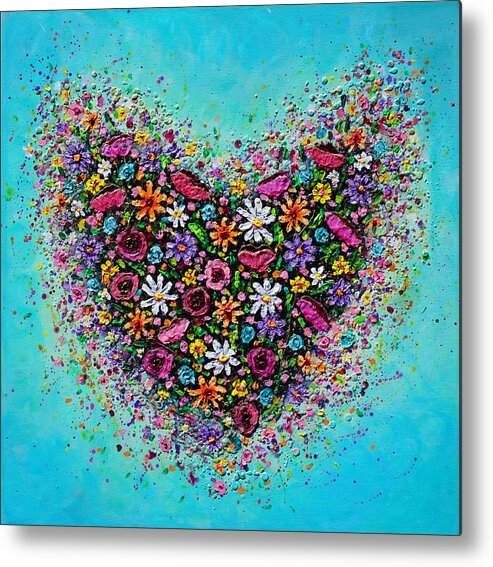 Heart Metal Print featuring the painting Bursting with Love by Amanda Dagg