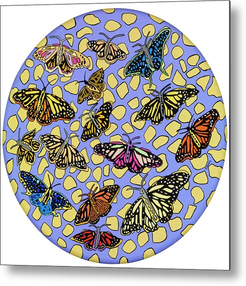 Butterfly Butterflies Pop Art Metal Print featuring the painting Butterflies by Mike Stanko
