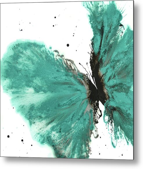 Butterfly Art Metal Print featuring the painting Butterfly In Teal by Catherine Jeltes