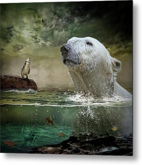 Polar Bear Metal Print featuring the digital art Calling Out by Maggy Pease