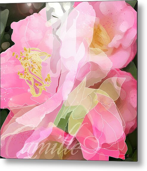 Floral Metal Print featuring the digital art Camille by Gina Harrison