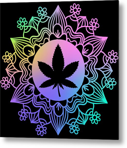 Mandala Metal Print featuring the digital art Cannabis Mandala by Lisa Pearlman