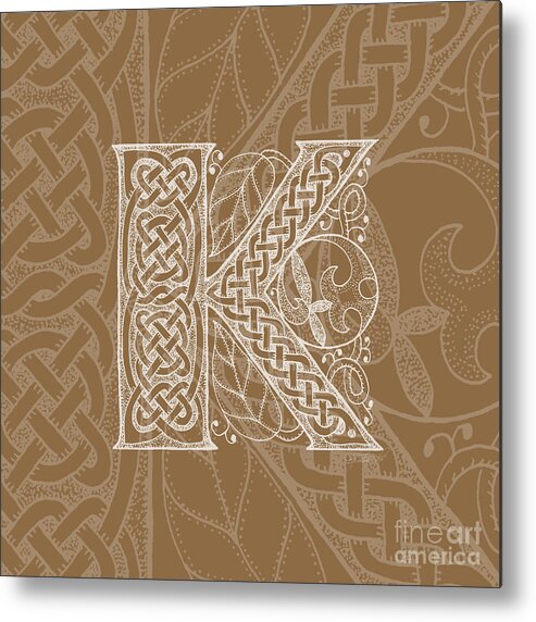 Artoffoxvox Metal Print featuring the mixed media Celtic Letter K Monogram by Kristen Fox