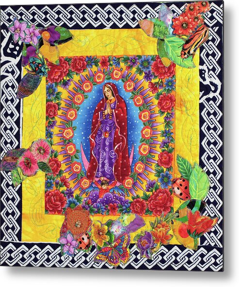 Day Of The Dead Metal Print featuring the mixed media Center of Day of the Dead by Vivian Aumond