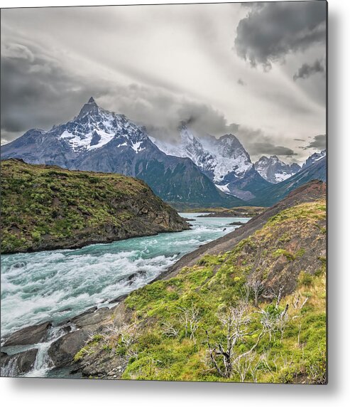 Andes Metal Print featuring the photograph Cerro Paine Grande view from the surroundings of the Salto Grande by Henri Leduc