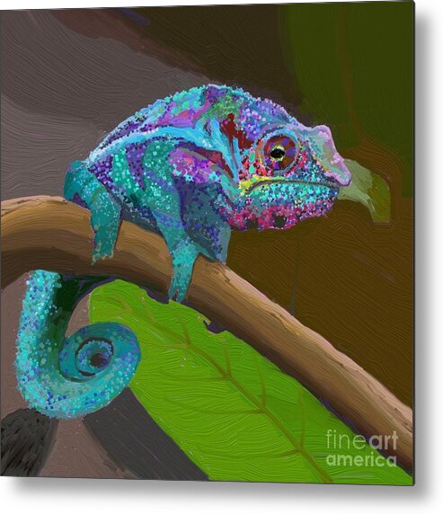 Chameleon Metal Print featuring the digital art Chameleon by Anne Marie Brown