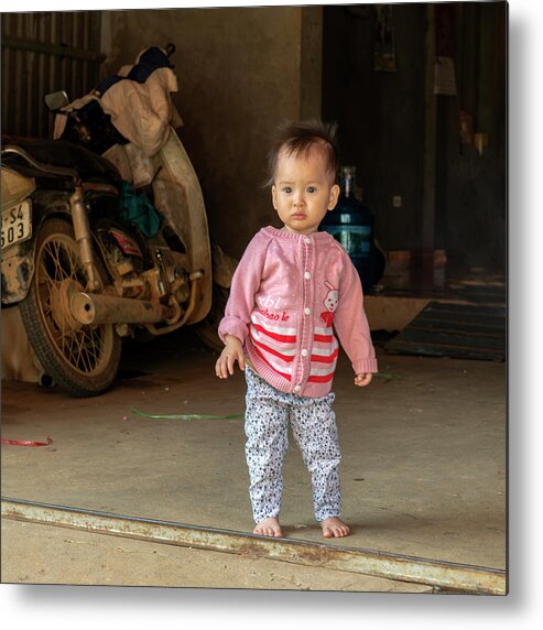 Charming Metal Print featuring the photograph Charming Baby Girl in Sapa, Vietnam by Dubi Roman