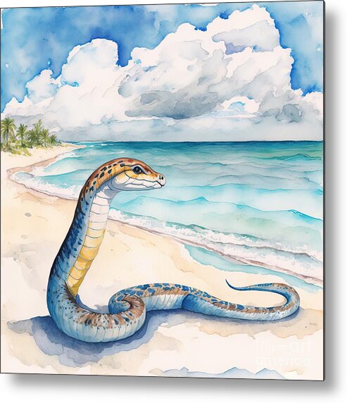 Asia Metal Print featuring the painting Snake At The Beach by N Akkash