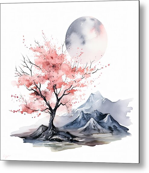 Four Seasons Metal Print featuring the painting Cherry Blossom Enchantment by Lourry Legarde