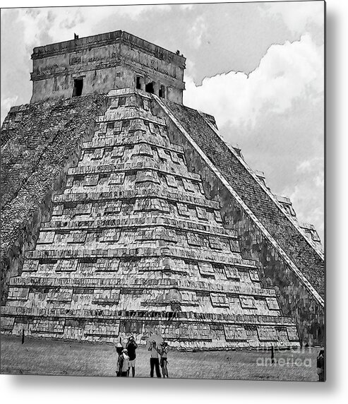 Mayan-ruins Metal Print featuring the digital art Chichen Itza Pyramid by Kirt Tisdale