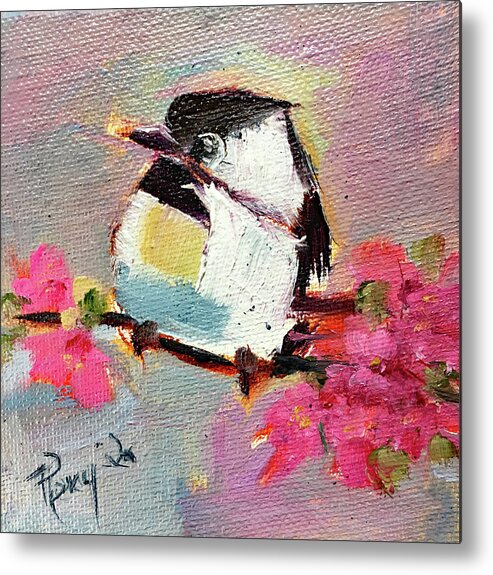Chickadee Metal Print featuring the painting Chickadee 5 by Roxy Rich