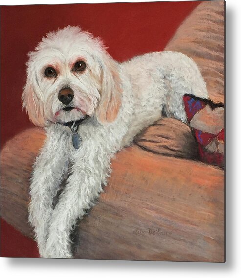Poodle Metal Print featuring the pastel Chloe by Lyn DeLano