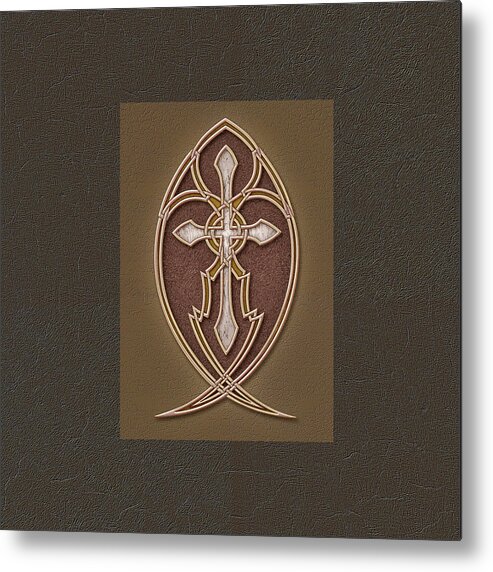 Christian Art Metal Print featuring the mixed media Christian Cross 2 by Kurt Wenner