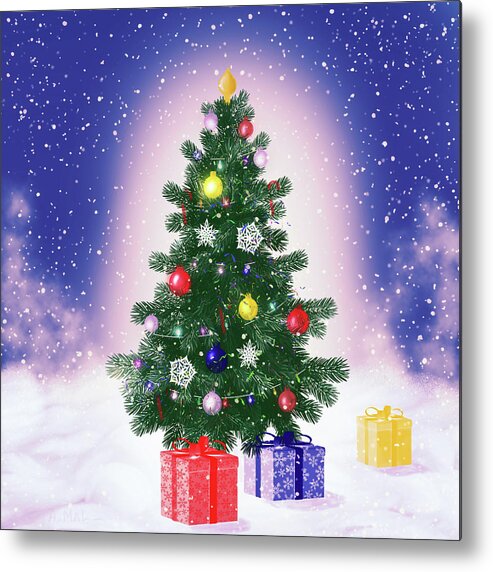 Christmas Metal Print featuring the digital art Christmas Tree by Anastasiya Malakhova