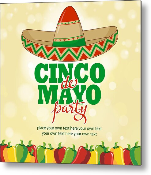 Mexican Hat Metal Print featuring the drawing Cinco De Mayo Hottest Party by Exxorian