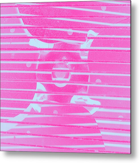 Fan Metal Print featuring the photograph Close up of Old Fan Gray and Pink Gradient by Ali Baucom