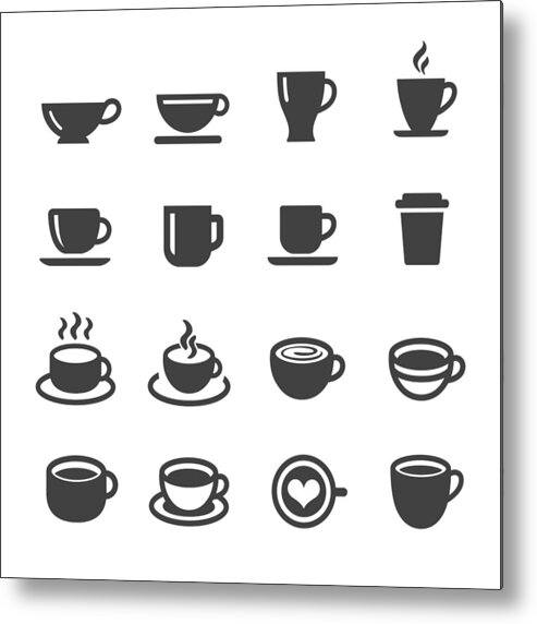 Breakfast Metal Print featuring the drawing Coffee Cup Icons - Acme Series by -victor-