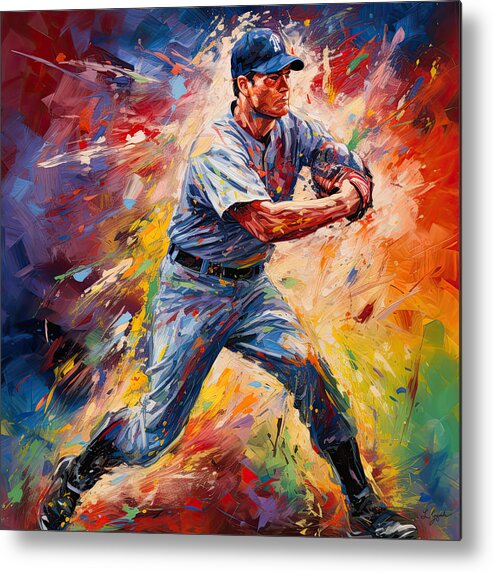 Baseball Metal Print featuring the digital art Colorful Baseball Art by Lourry Legarde