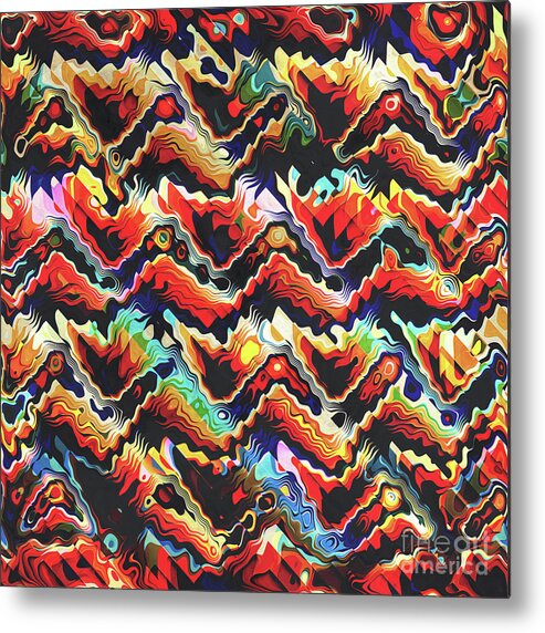 Aztec Metal Print featuring the digital art Colorful Geometric Motif by Phil Perkins