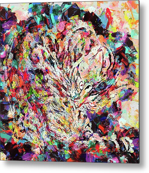 Bengal Metal Print featuring the painting Colorful Painting Bengal Cat by Custom Pet Portrait Art Studio
