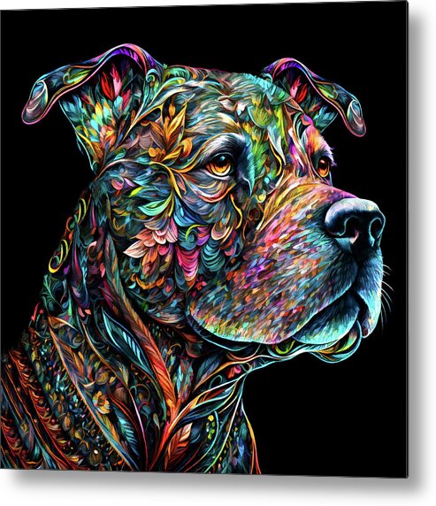 Pit Bulls Metal Print featuring the digital art Colorful Pit Bull Art by Peggy Collins