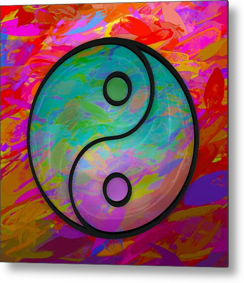Colorful Yin Yang Metal Print featuring the digital art Colorful Yin Yang by Kandy Hurley
