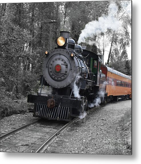 Mt. Rainier Scenic Railroad Metal Print featuring the photograph Comin' Round The Bend by Ron Long
