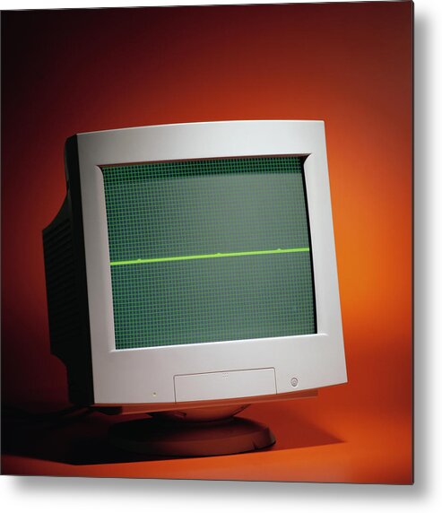 Corporate Business Metal Print featuring the photograph Computer Monitor Showing No Heartbeat by Photodisc