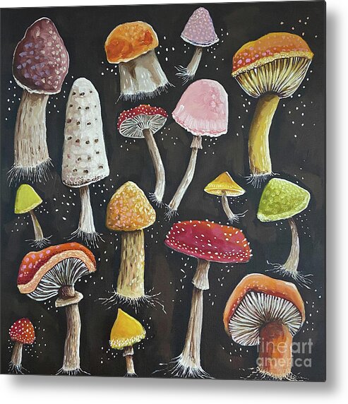 Mushroom Metal Print featuring the painting Connected Roots by Lucia Stewart