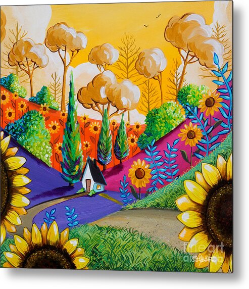 Sunflowers Metal Print featuring the painting Country Lights #30 by Cindy Thornton