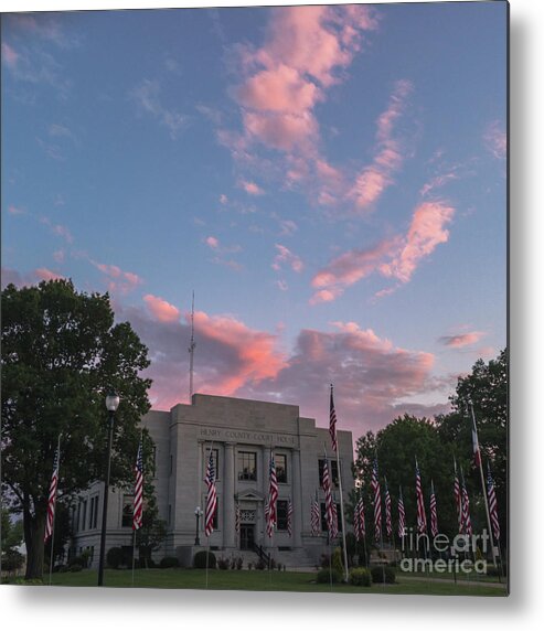 Courthouse Metal Print featuring the photograph Courthouse with Flags by Tamara Becker