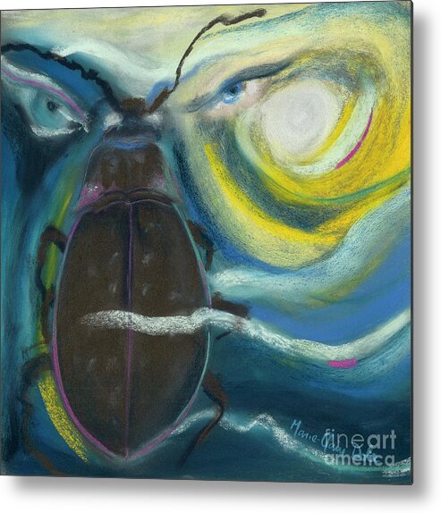 Beetle Metal Print featuring the pastel Creating the Beetle by Marie-Claire Dole