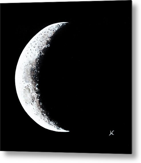 Cosmic Art Metal Print featuring the painting Cresent moon 2 by Neslihan Ergul Colley