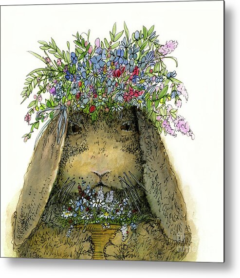  Art Metal Print featuring the painting Crowned Bunny by Laurie Rohner