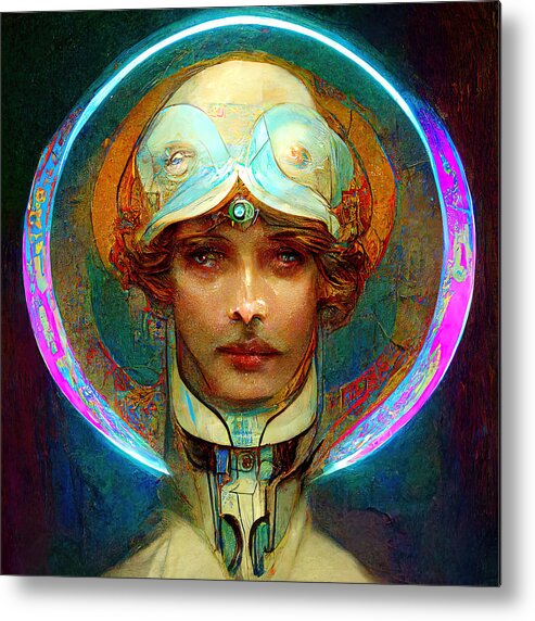 Cybernetic Metal Print featuring the painting Cybernetic Angel, 01 by AM FineArtPrints