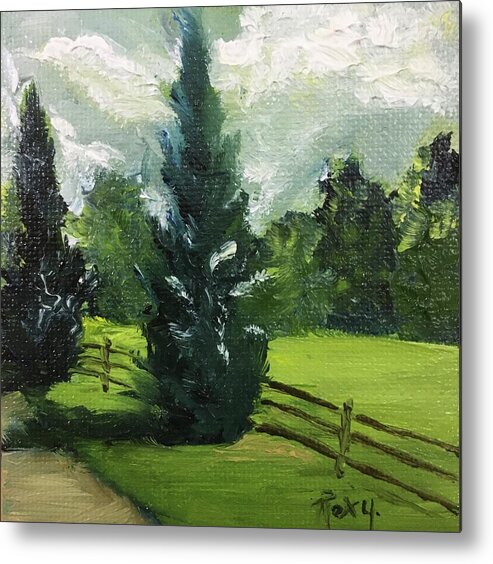 Cypress Trees Metal Print featuring the painting Cypress Trees by Roxy Rich