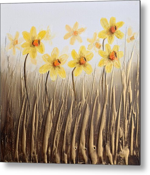 Daffodils Metal Print featuring the painting Daffodils by Amanda Dagg