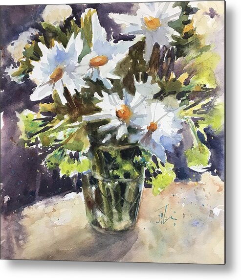 Floral Metal Print featuring the painting Daisies by Judith Levins