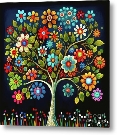 Tree Of Life Metal Print featuring the painting Daisy Tree Of Life by Tina LeCour