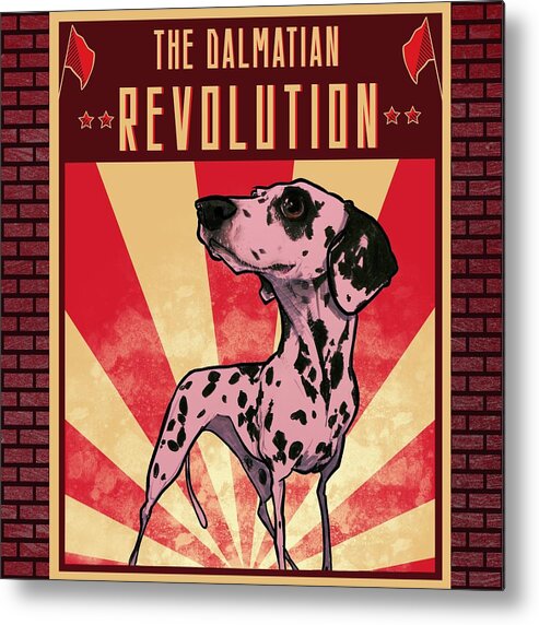 Dalmatian Metal Print featuring the drawing Dalmatian REVOLUTION by John LaFree
