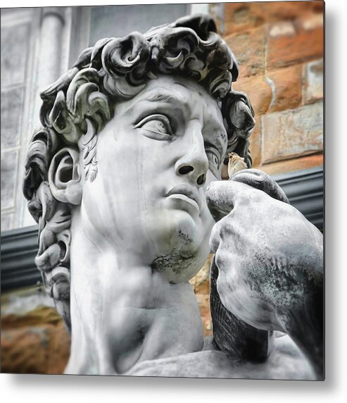 David Metal Print featuring the photograph David by Michelangelo Florence Italy Face Detail   by Carol Japp