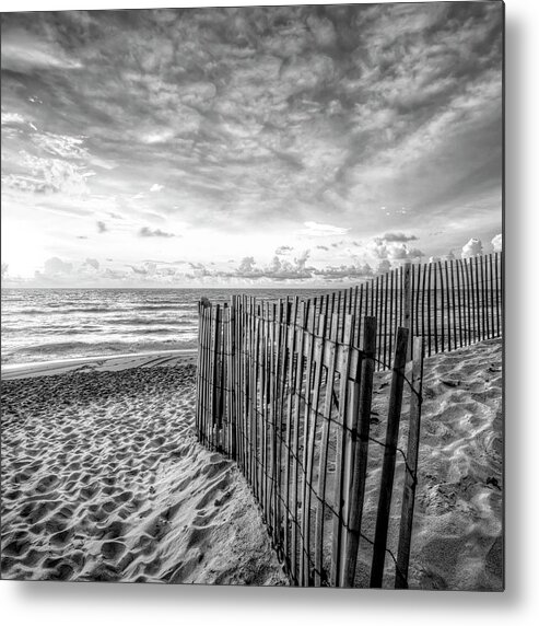 Clouds Metal Print featuring the photograph Daybreak on the Dunes Black and White in Square by Debra and Dave Vanderlaan