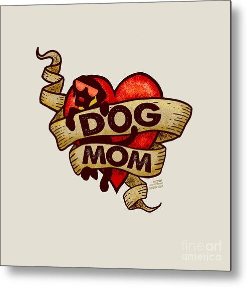 Dog Metal Print featuring the digital art Dog Mom Retro Tattoo Heart by Laura Ostrowski